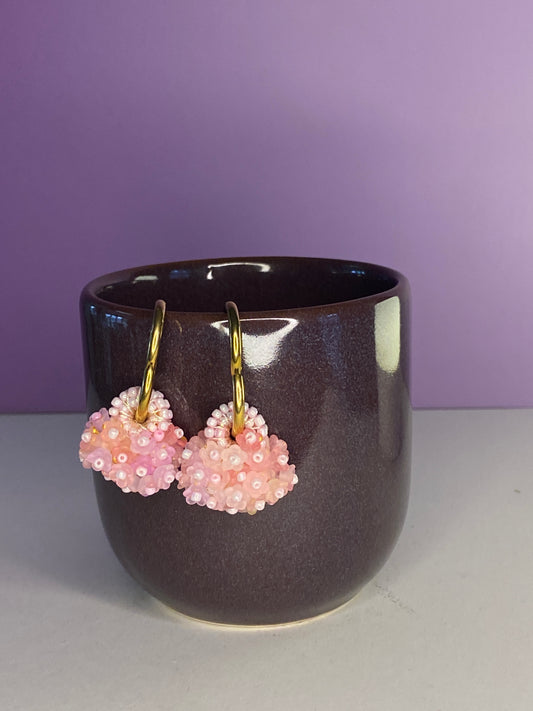 Amelia Soft Radiance handmade pink and gold beaded earrings by LuLeLo Designs
