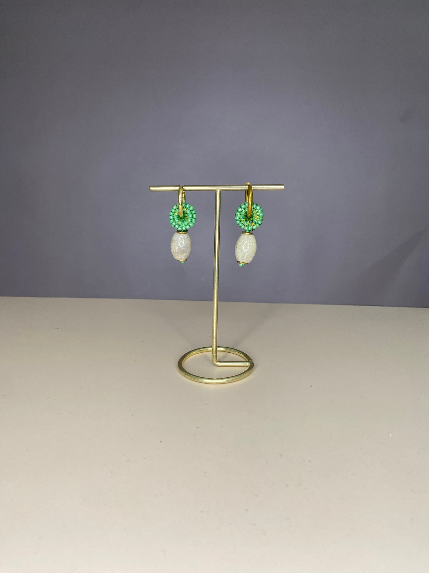 Inaya Oasis Light handmade beaded earrings by LuLeLo Designs