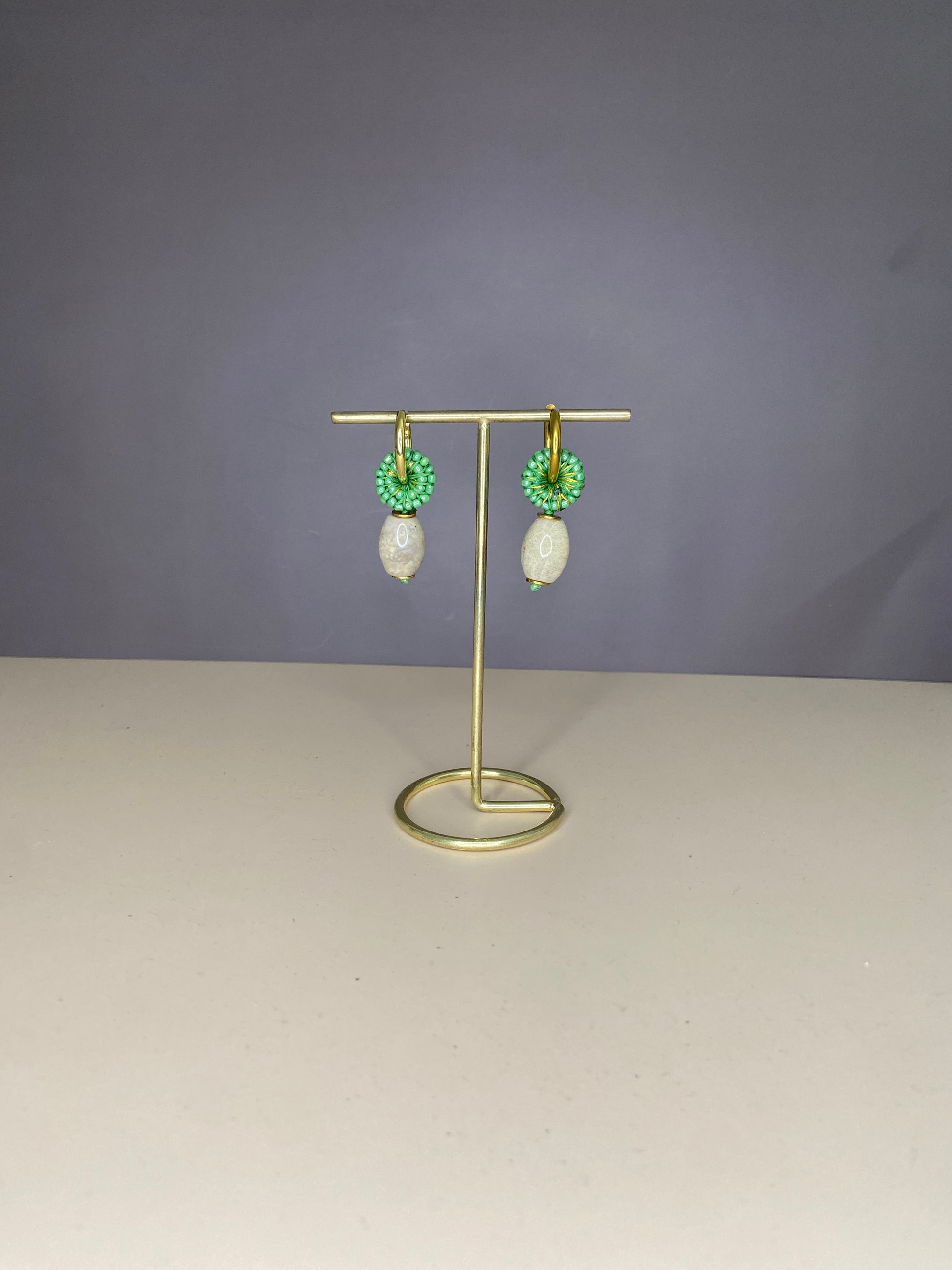 Inaya Oasis Light handmade beaded earrings by LuLeLo Designs