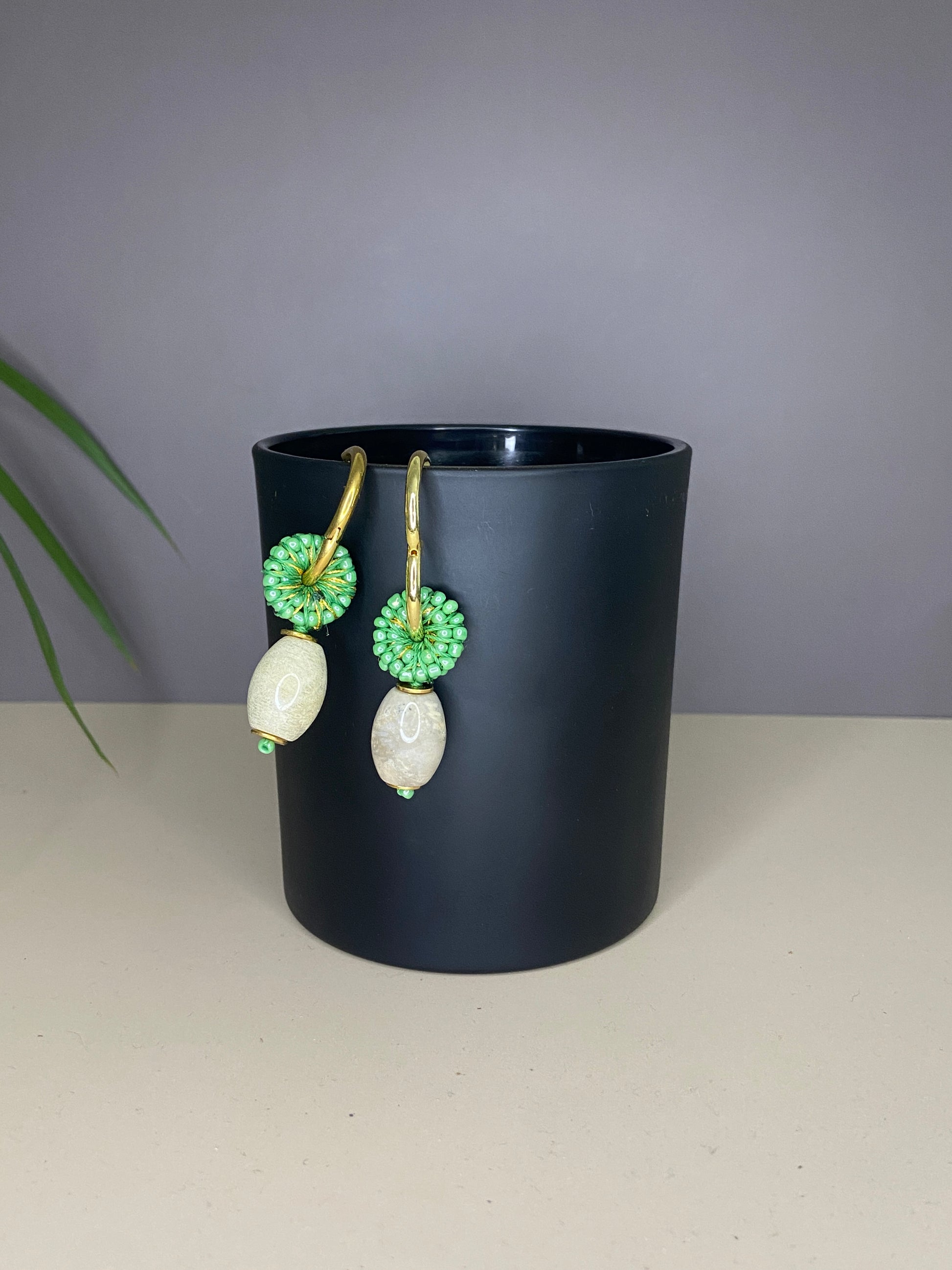 Inaya Oasis Light handmade beaded earrings by LuLeLo Designs